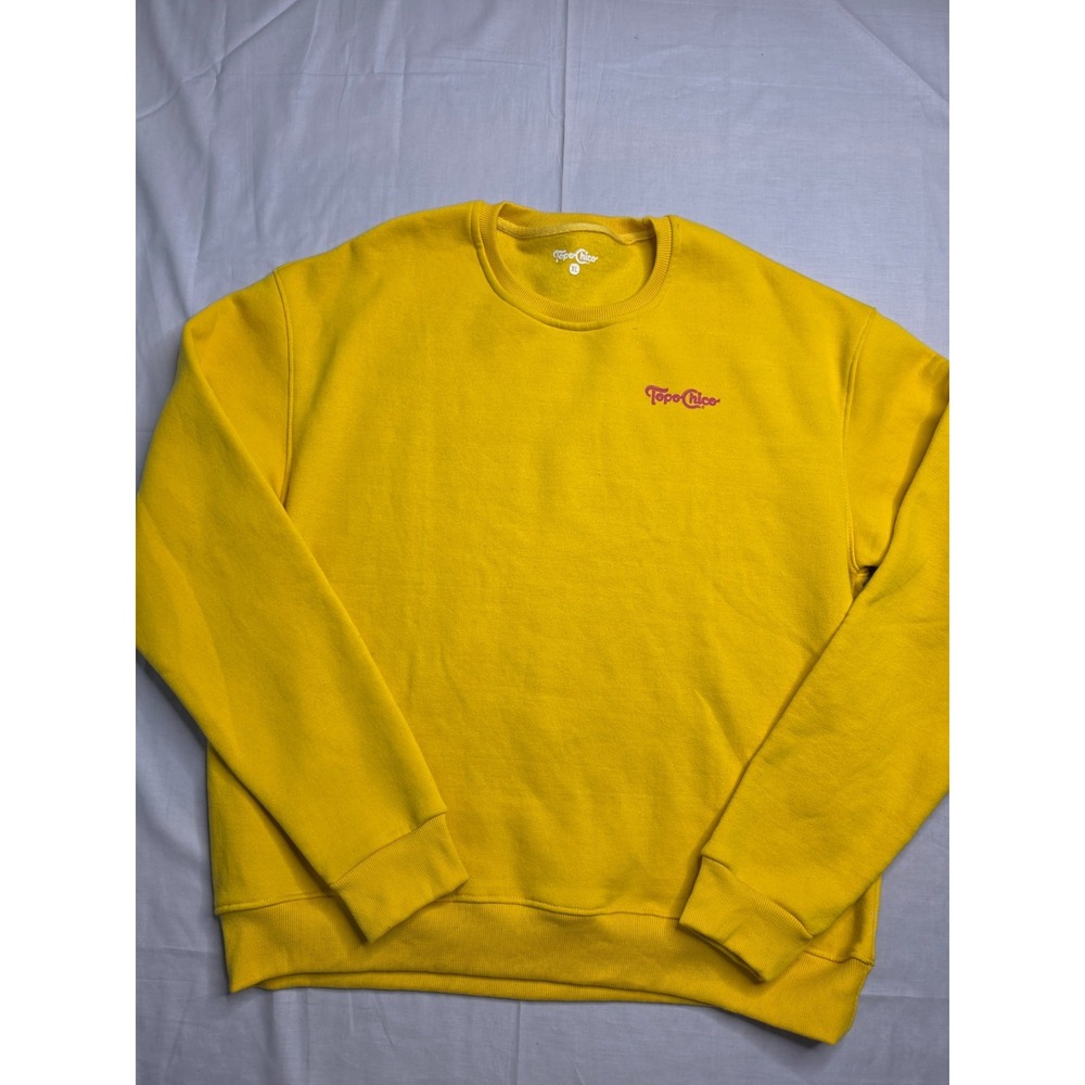 Topo Chico Sweatshirt Men's XL Yellow Cotton Fleece Lined Crew Neck Streetwear